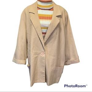 Vintage 90s Alice Stuart tan linen oversized power blazer size L
